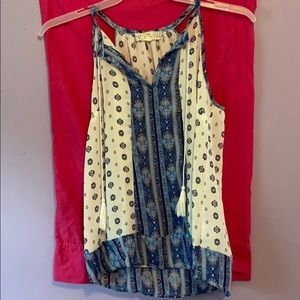 white and blue tank top